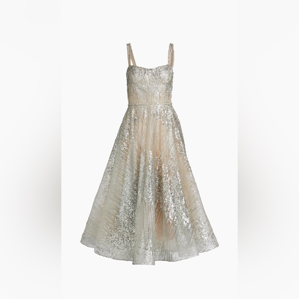 Bronx & Banco Mademoiselle Fit and Flare Dress Size 8 NWT GOLD NOT SILVER